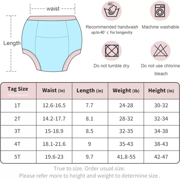 BIG ELEPHANT Potty Training Pants for Baby Boys' and Girl' 100% Cotton Waterproof Training Underwear