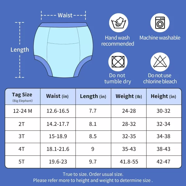 BIG ELEPHANT Potty Training Pants for Baby Boys' and Girl' 100% Cotton Waterproof Training Underwear