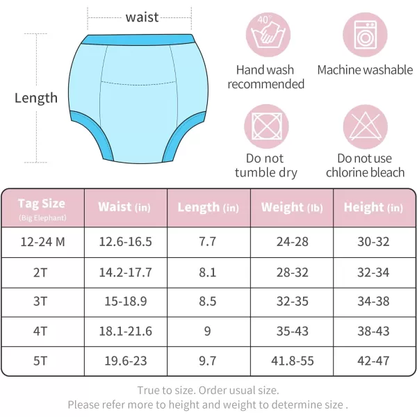 BIG ELEPHANT Potty Training Pants for Baby Boys' and Girl' 100% Cotton Waterproof Training Underwear