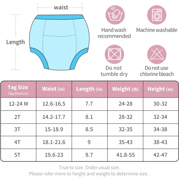 BIG ELEPHANT Potty Training Pants for Baby Boys' and Girl' 100% Cotton Waterproof Training Underwear