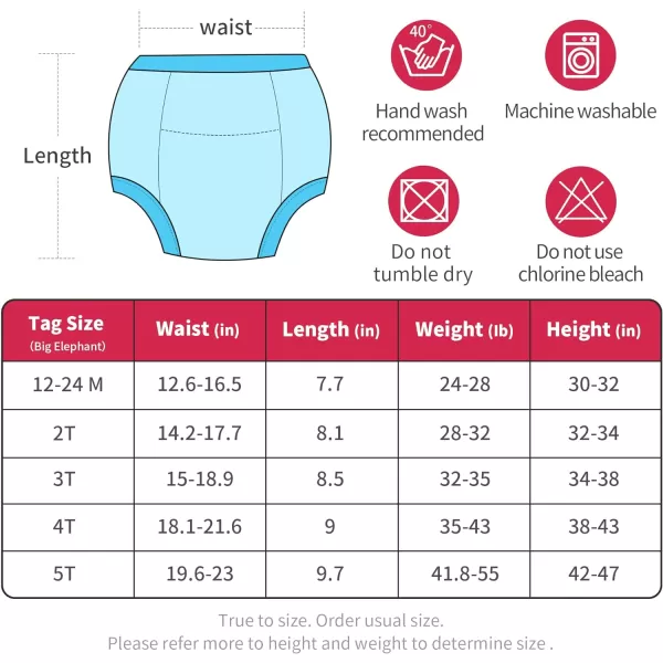 BIG ELEPHANT Potty Training Pants for Baby Boys' and Girl' 100% Cotton Waterproof Training Underwear