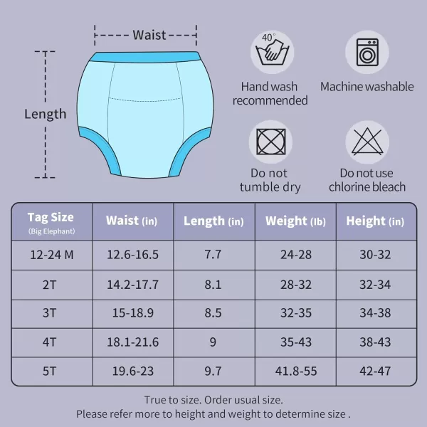 BIG ELEPHANT Potty Training Underwear - 10 Pack, 100% Cotton Absorbent Unisex Toddler Pee Pants for Boys Girls