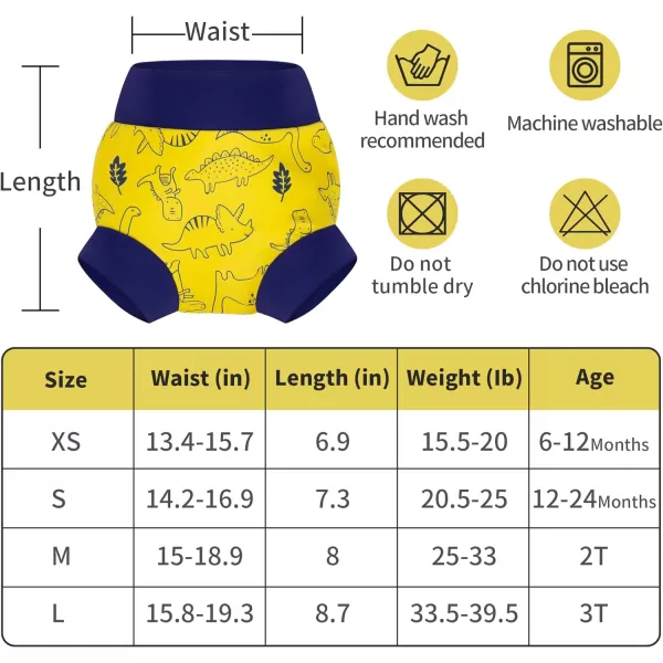 BIG ELEPHANT Swim Diapers - 3 Pieces of Reusable and Adjustable Baby Swimming Diapers for Girls , 2T