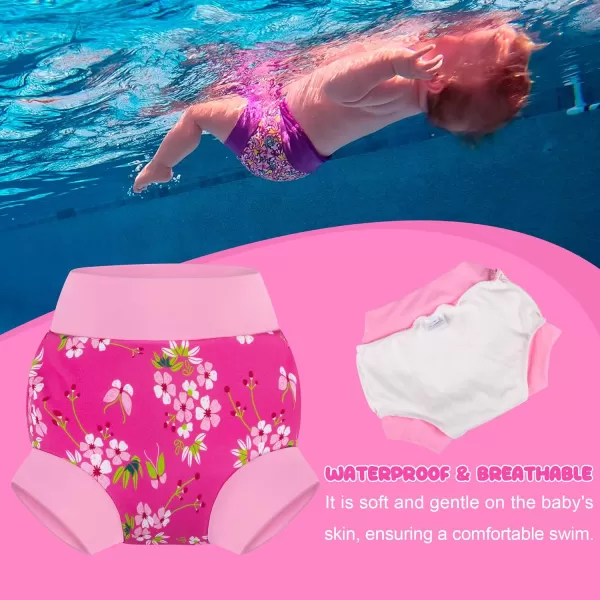 BIG ELEPHANT Swim Diapers - 3 Pieces of Reusable and Adjustable Baby Swimming Diapers for Girls , 2T