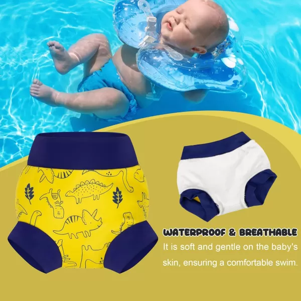 BIG ELEPHANT Swim Diapers - 3 Pieces of Reusable and Adjustable Baby Swimming Diapers for Girls , 2T