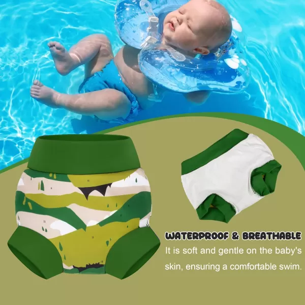 BIG ELEPHANT Swim Diapers - 3 Pieces of Reusable and Adjustable Baby Swimming Diapers for Girls , 2T