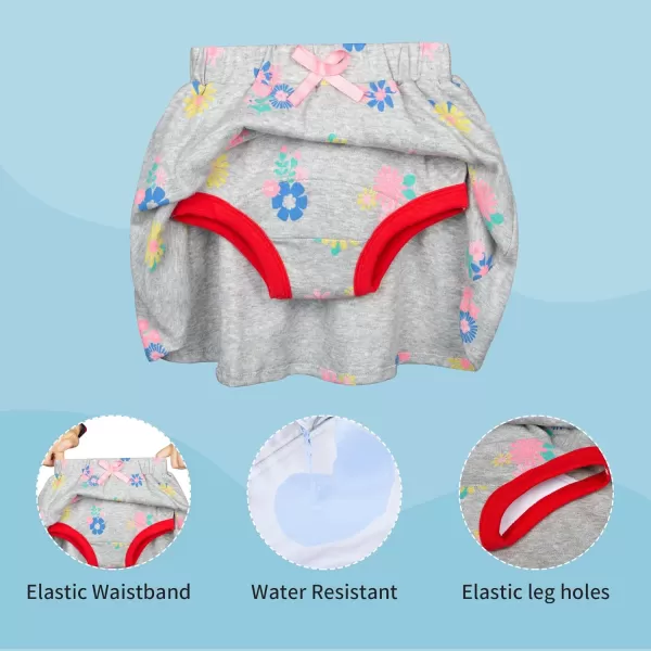 BIG ELEPHANT Toddler Girls Potty Training Pants, Ruffle Diaper Skirt Shorts Soft Absorbent, 12 Months - 5 Years