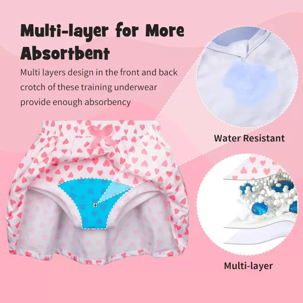 BIG ELEPHANT Toddler Girls Potty Training Pants, Ruffle Diaper Skirt Shorts Soft Absorbent, 12 Months - 5 Years