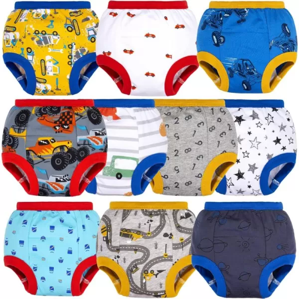 BIG ELEPHANT 10 Pack Toddler Potty Training Pants, Absorbent Underwear for Baby Boys 12 Months - 5 Years