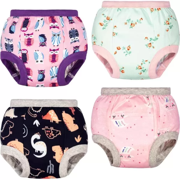 BIG ELEPHANT 4 Pack Potty Training Pants for Babay Boys and Girls, Cotton Reusable Training Underwear