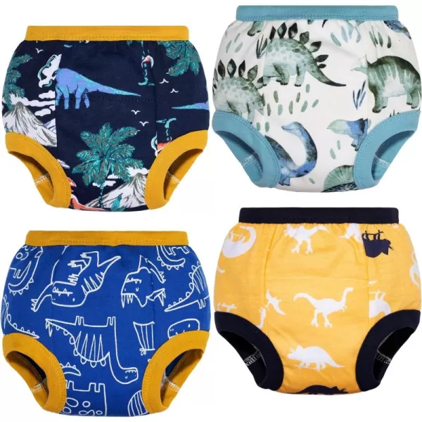 BIG ELEPHANT 4 Pack Potty Training Underwear, 100% Cotton Reusable Training Pants for Toddler