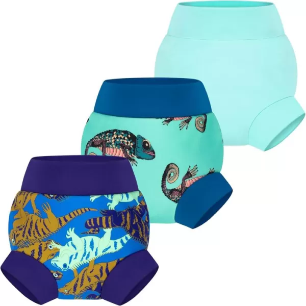 BIG ELEPHANT Baby Swim Diapers 3pcs, Reusable Adjustable Washable Waterproof Swimming Diaper for Boy's and Girl's, 3T