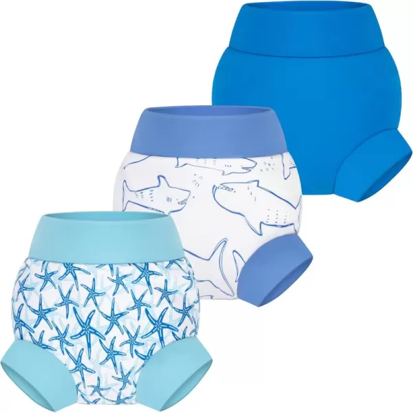 BIG ELEPHANT Baby Swim Diapers 3pcs, Reusable Adjustable Washable Waterproof Swimming Diaper for Boy's and Girl's, 3T