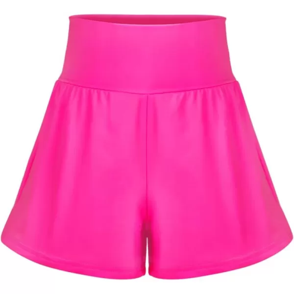 BIG ELEPHANT Breathable Girls Shorts Athletic, Active Stretchy Children Short for Workout Play Gym with Pockets