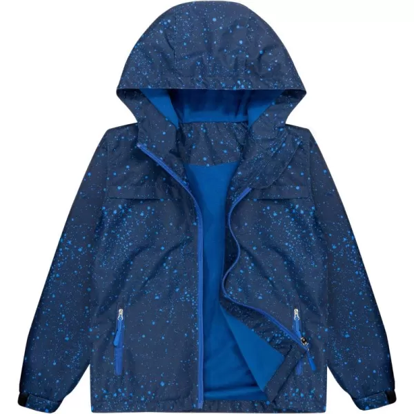 BIG ELEPHANT Kids Rain Jacket Hooded Fleece Lined Waterproof Raincoats Lightweight Breathable for Boys Girls