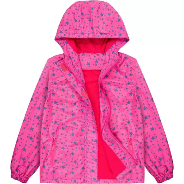 BIG ELEPHANT Kids Rain Jacket Hooded Fleece Lined Waterproof Raincoats Lightweight Breathable for Boys Girls