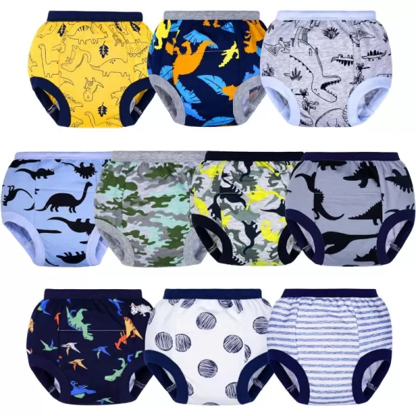 BIG ELEPHANT Potty Training Underwear - 10 Pack, 100% Cotton Absorbent Unisex Toddler Pee Pants for Boys Girls