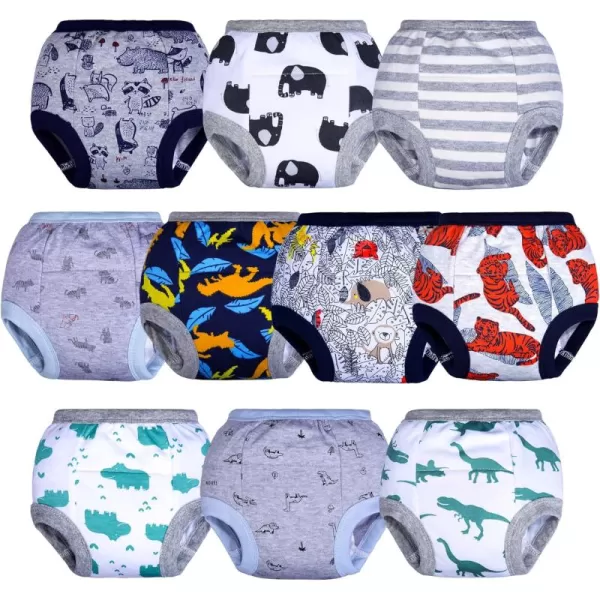 BIG ELEPHANT Potty Training Underwear - 10 Pack, 100% Cotton Absorbent Unisex Toddler Pee Pants for Boys Girls