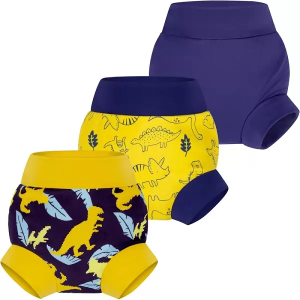 BIG ELEPHANT Swim Diapers - 3 Pieces of Reusable and Adjustable Baby Swimming Diapers for Girls , 2T