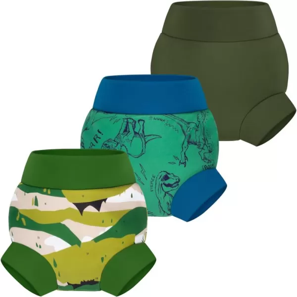 BIG ELEPHANT Swim Diapers - 3 Pieces of Reusable and Adjustable Baby Swimming Diapers for Girls , 2T