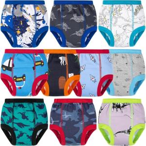 imageBIG ELEPHANT 10Pack Baby Potty Training Underwear Soft 100 Cotton Absorbent Training Pants for Boys ampamp Girls Ages 12M10YBlack Dinosaur