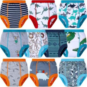 imageBIG ELEPHANT 10Pack Baby Potty Training Underwear Soft 100 Cotton Absorbent Training Pants for Boys ampamp Girls Ages 12M10YBlue Animals