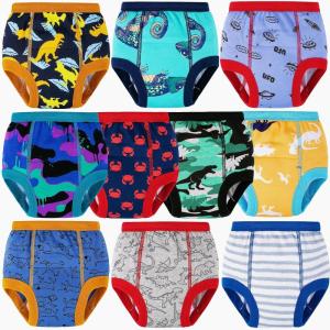 imageBIG ELEPHANT 10Pack Baby Potty Training Underwear Soft 100 Cotton Absorbent Training Pants for Boys ampamp Girls Ages 12M10YBlue Dinosaur