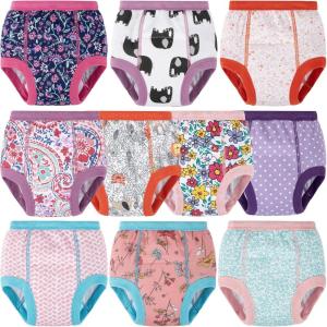 imageBIG ELEPHANT 10Pack Baby Potty Training Underwear Soft 100 Cotton Absorbent Training Pants for Boys ampamp Girls Ages 12M10YPurple Flowers