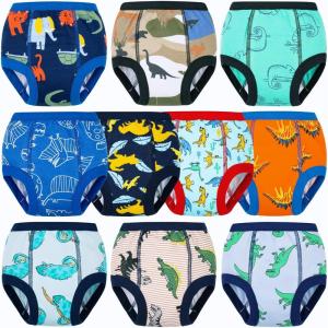 imageBIG ELEPHANT 10Packs Training Underwear Absorbent Toddler Potty Trained Pants for Boys and Girls 12 Months  9 YearsBlue Dinosaur