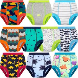 imageBIG ELEPHANT 10Packs Training Underwear Absorbent Toddler Potty Trained Pants for Boys and Girls 12 Months  9 YearsGreen Dinosaur