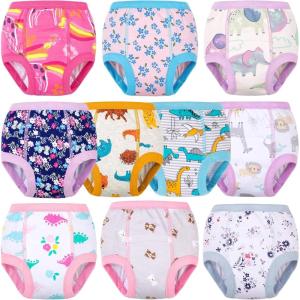imageBIG ELEPHANT 10Packs Training Underwear Absorbent Toddler Potty Trained Pants for Boys and Girls 12 Months  9 YearsPink Flowers