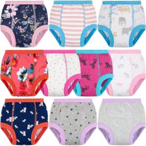 imageBIG ELEPHANT 10Packs Training Underwear Absorbent Toddler Potty Trained Pants for Boys and Girls 12 Months  9 YearsPurple Stars