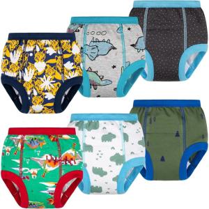 imageBIG ELEPHANT 6Pack Potty Training Pants  100 Cotton Absorbent Toddler Underwear for Boys and Girls 12M10YBlue Pangolin