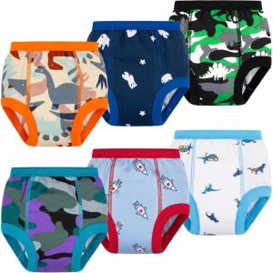 imageBIG ELEPHANT 6Pack Potty Training Pants  100 Cotton Absorbent Toddler Underwear for Boys and Girls 12M10YGreen Dinosaur