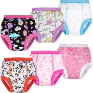 imageBIG ELEPHANT 6Pack Potty Training Pants  100 Cotton Absorbent Toddler Underwear for Boys and Girls 12M10YPink Giraffe