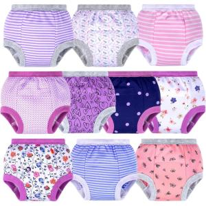 imageBIG ELEPHANT Potty Training Underwear  10 Pack 100 Cotton Absorbent Unisex Toddler Pee Pants for Boys GirlsFloral Series