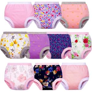imageBIG ELEPHANT Potty Training Underwear  10 Pack 100 Cotton Absorbent Unisex Toddler Pee Pants for Boys GirlsPink