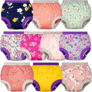 imageBIG ELEPHANT Potty Training Underwear  10 Pack 100 Cotton Absorbent Unisex Toddler Pee Pants for Boys GirlsPink Flowers