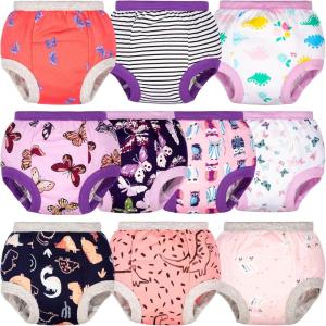 imageBIG ELEPHANT Potty Training Underwear  10 Pack 100 Cotton Absorbent Unisex Toddler Pee Pants for Boys GirlsPurple Butterfly
