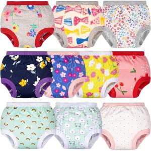 imageBIG ELEPHANT Potty Training Underwear  10 Pack 100 Cotton Absorbent Unisex Toddler Pee Pants for Boys GirlsYellow Flower