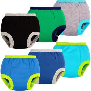 imageBIG ELEPHANT Toddler Training Pants Soft Cotton Absorbent Training Underwear for Baby Boys ampamp GirlsBlue 6 Pack