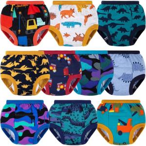 imageBIG ELEPHANT Toddler Training Pants Soft Cotton Absorbent Training Underwear for Baby Boys ampamp GirlsDark Green 10 Pack