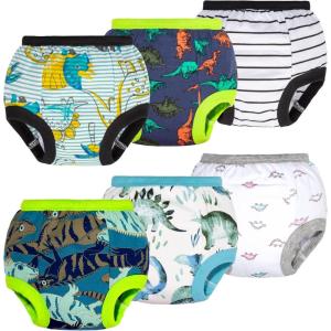imageBIG ELEPHANT Toddler Training Pants Soft Cotton Absorbent Training Underwear for Baby Boys ampamp GirlsGreen 6 Pack