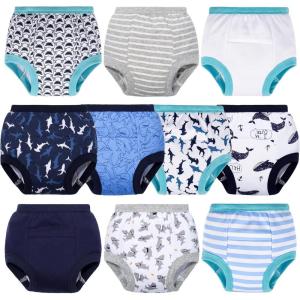 imageBIG ELEPHANT Toddler Training Pants Soft Cotton Absorbent Training Underwear for Baby Boys ampamp GirlsShark Party 10 Pack