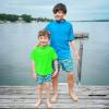 imageBIG ELEPHANT 3 Pack Kids Short Sleeve Rash Guard Shirt UPF 50 Protection Swimwear Quick Dry Swim Tee Youth RashguardEon GreenSky BlueSapphire Blue