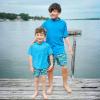imageBIG ELEPHANT 3 Pack Kids Short Sleeve Rash Guard Shirt UPF 50 Protection Swimwear Quick Dry Swim Tee Youth RashguardEon GreenSky BlueSapphire Blue