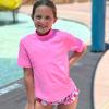 imageBIG ELEPHANT 3 Pack Kids Short Sleeve Rash Guard Shirt UPF 50 Protection Swimwear Quick Dry Swim Tee Youth RashguardPurplePinkCoral Orange