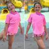 imageBIG ELEPHANT 3 Pack Kids Short Sleeve Rash Guard Shirt UPF 50 Protection Swimwear Quick Dry Swim Tee Youth RashguardRose RedWhitePink