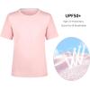 imageBIG ELEPHANT Kids UPF 50 Rash Guard Shirts 3Pack Short Sleeve UV Sun Protection Athletic Tees for Youth Boys GirlsCherry Blossom Pinkpinkred