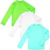 imageBIG ELEPHANT 3 Pack Kids Rash Guard Swim Shirt UPF 50 Long Sleeve Rashguard Swimwear Surf Tops Sun Protection for Boys GirlsNeon GreenGreenWhite